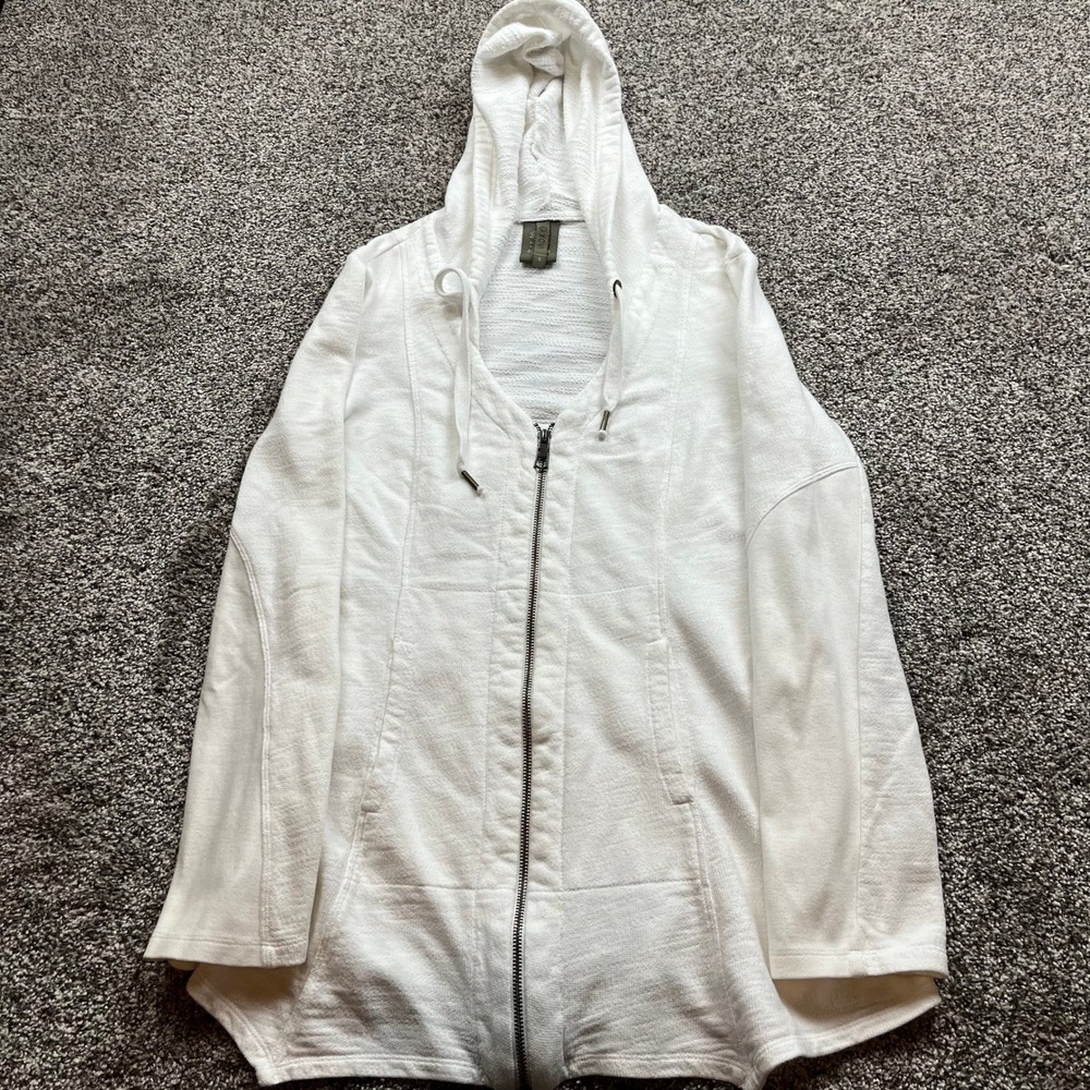 XCVI jacket Women S hoodie zip up White Cotton Blend Long Sleeve Casual